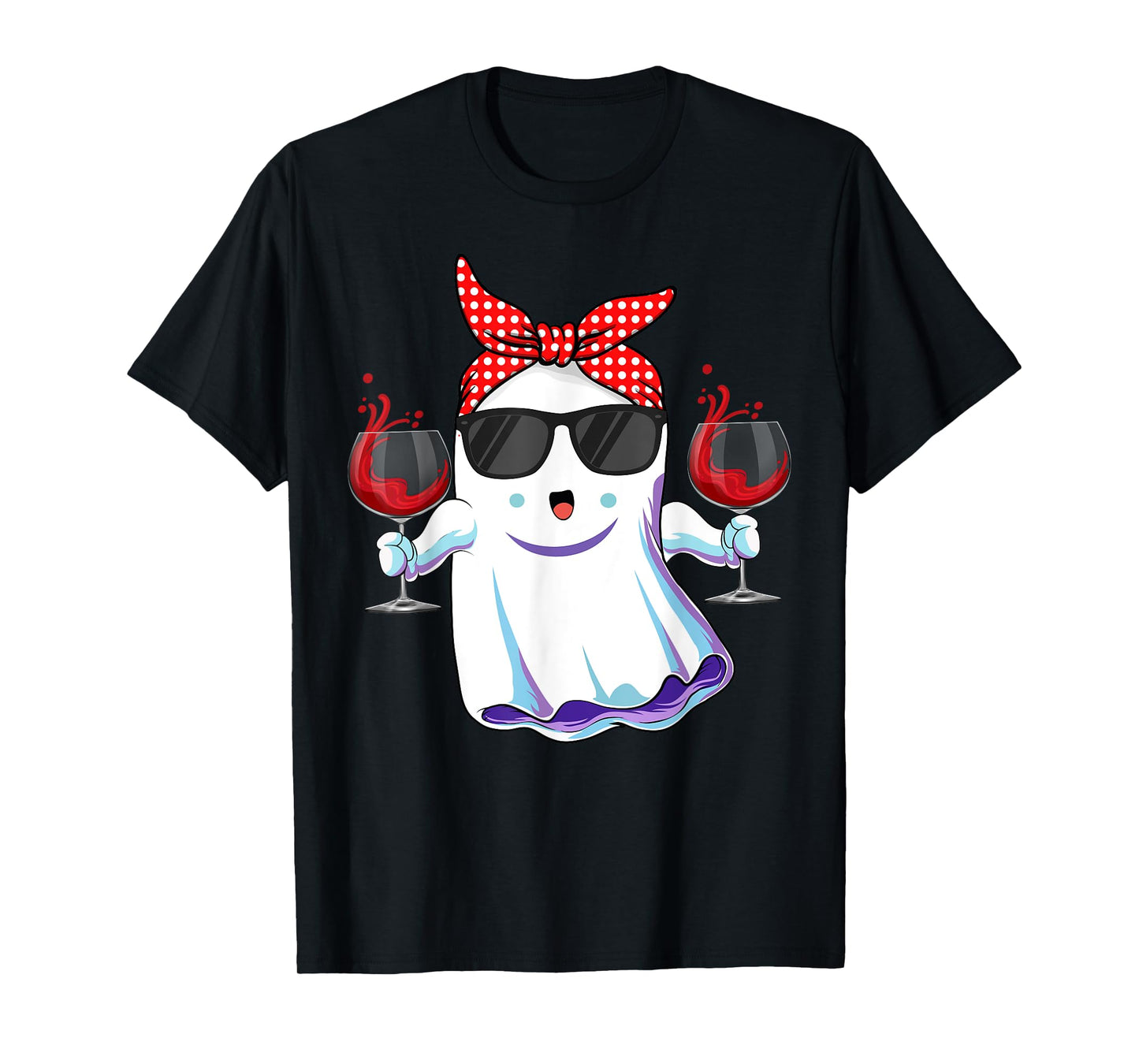 Boo Ghost Wine Drinking Halloween Costume for Women T-Shirt