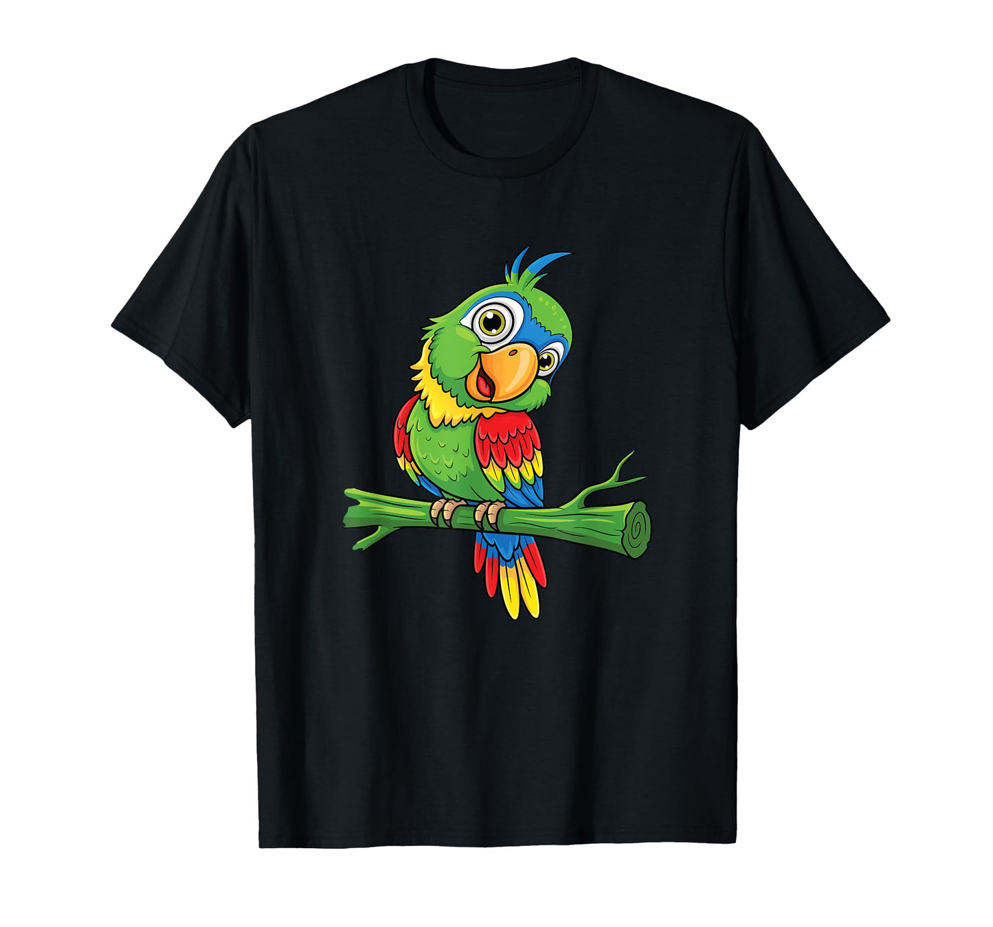 Cute Colorful Cartoon Parrot Bird Tropical Jungle Art T-Shirt