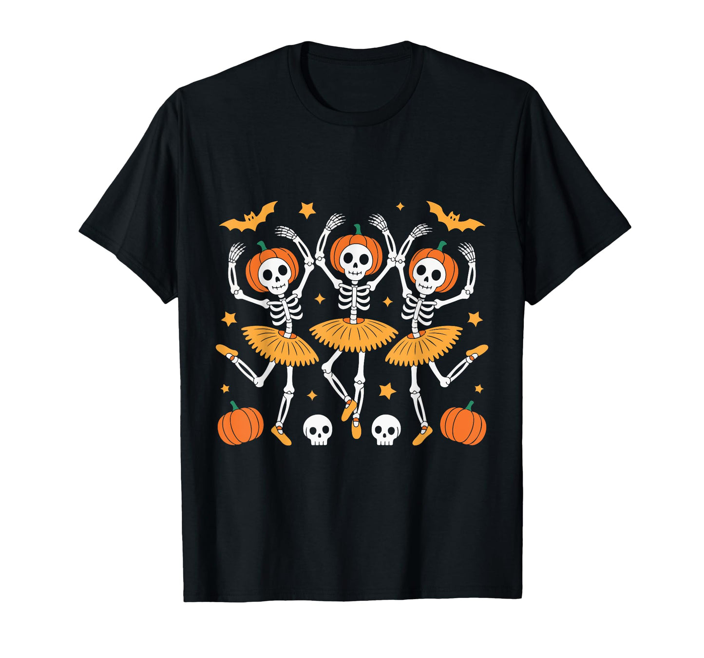 Ballet Pumpkin Skeleton Scary Ghost Costume Halloween T-Shirt