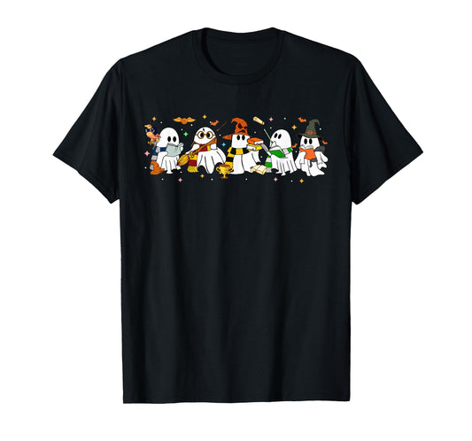 Cute Witch Ghost Funny Halloween Outfit Men Women Boy Girl T-Shirt