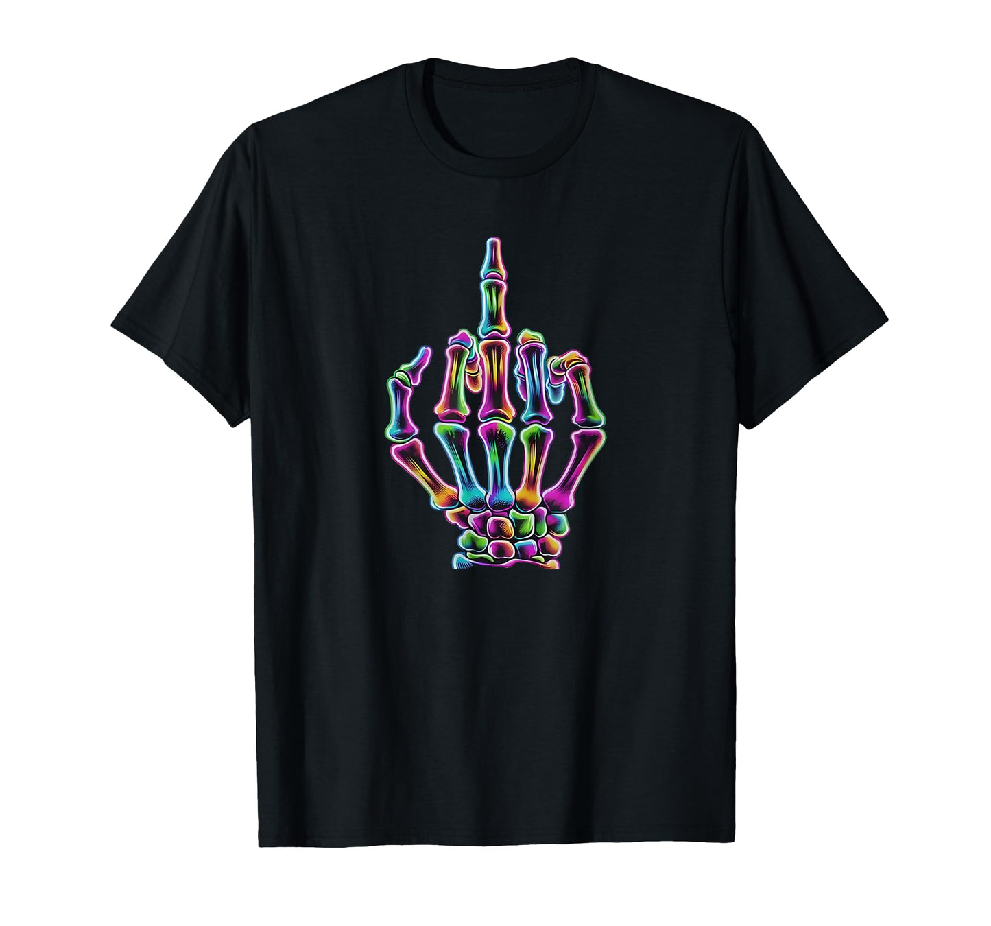 Funny Middle Finger Tie Dye Skeleton Tee Skull Adult Sarcasm T-Shirt