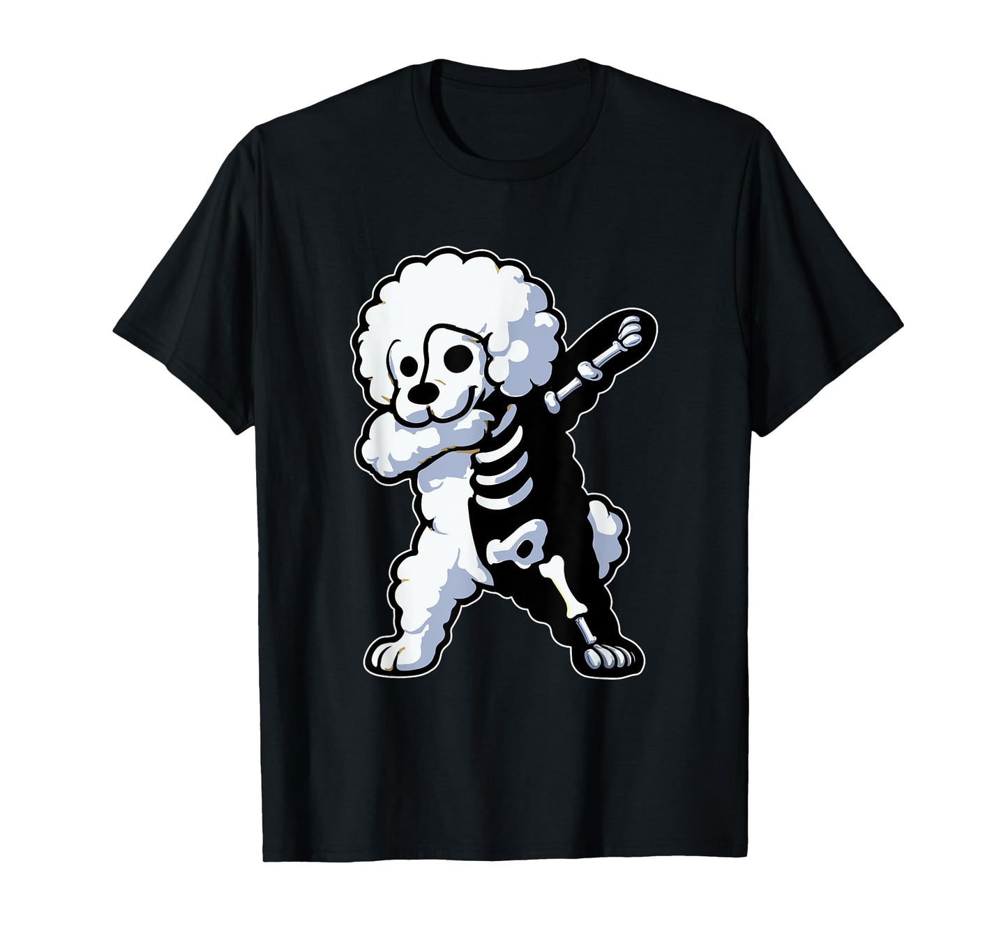 Dabbing Bichon Frise Half Skeleton Halloween Costume Owner T-Shirt