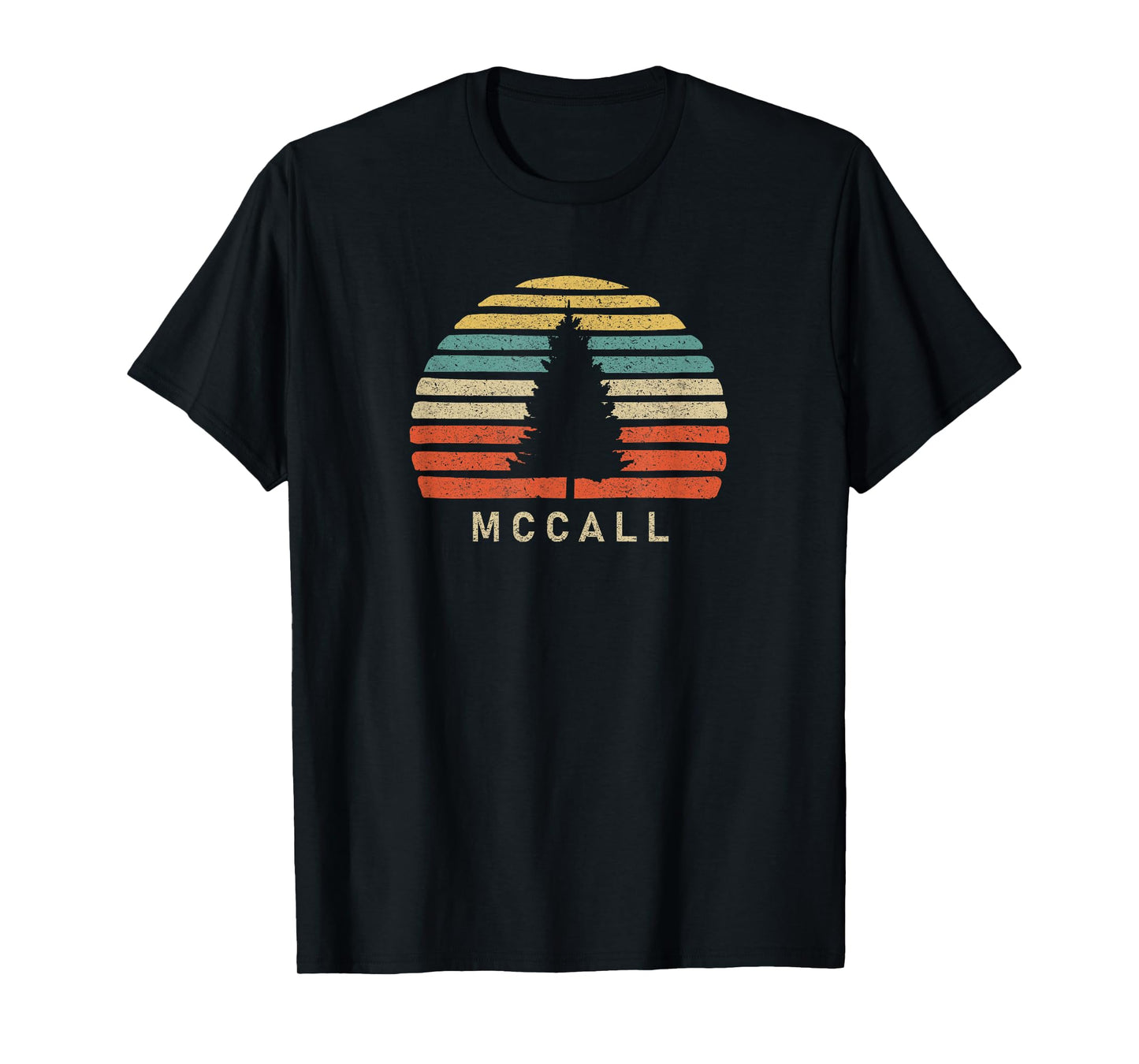 Retro Sunset McCall Idaho T-Shirt Pine Tree T-Shirt