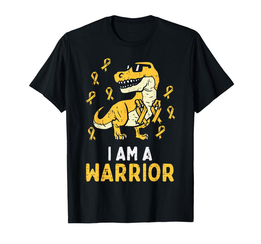 Trex Warrior Childhood Cancer Ribbon Awareness Dinosaur Boys T-Shirt