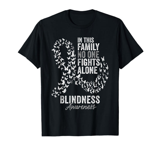 Blindness Awareness Month Butterflies White Ribbon T-Shirt