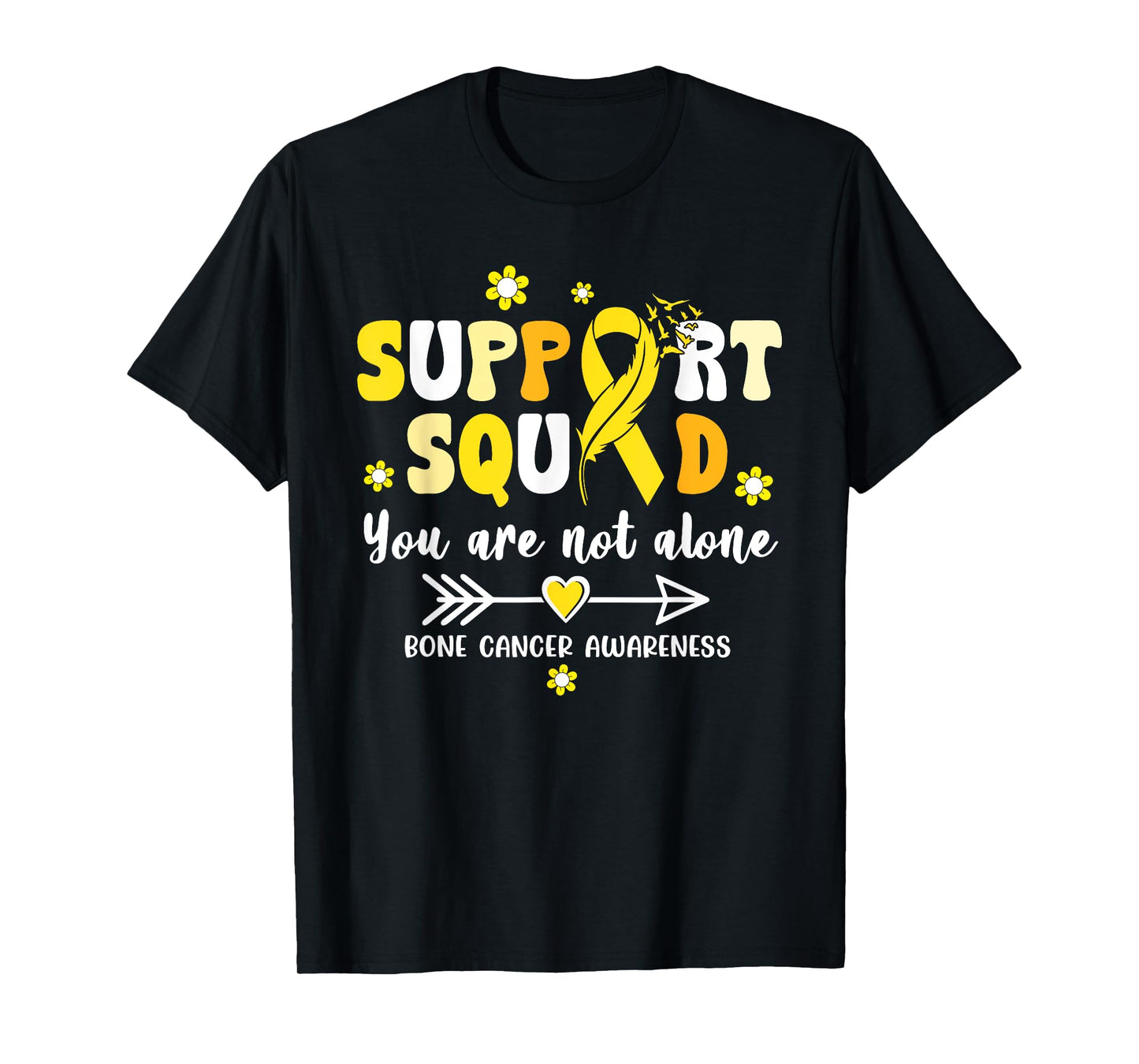 Groovy Support Squad Yellow Ribbon Bone Cancer Awareness T-Shirt