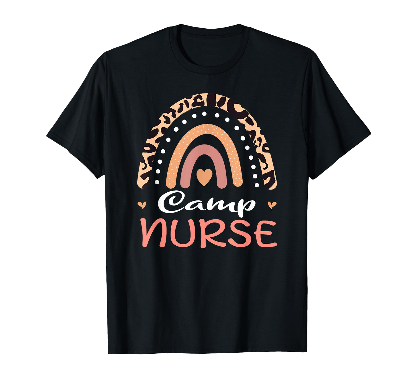 Camp Nurse Summer Camp Camping Leopard Rainbow Nursing T-Shirt for Men Women