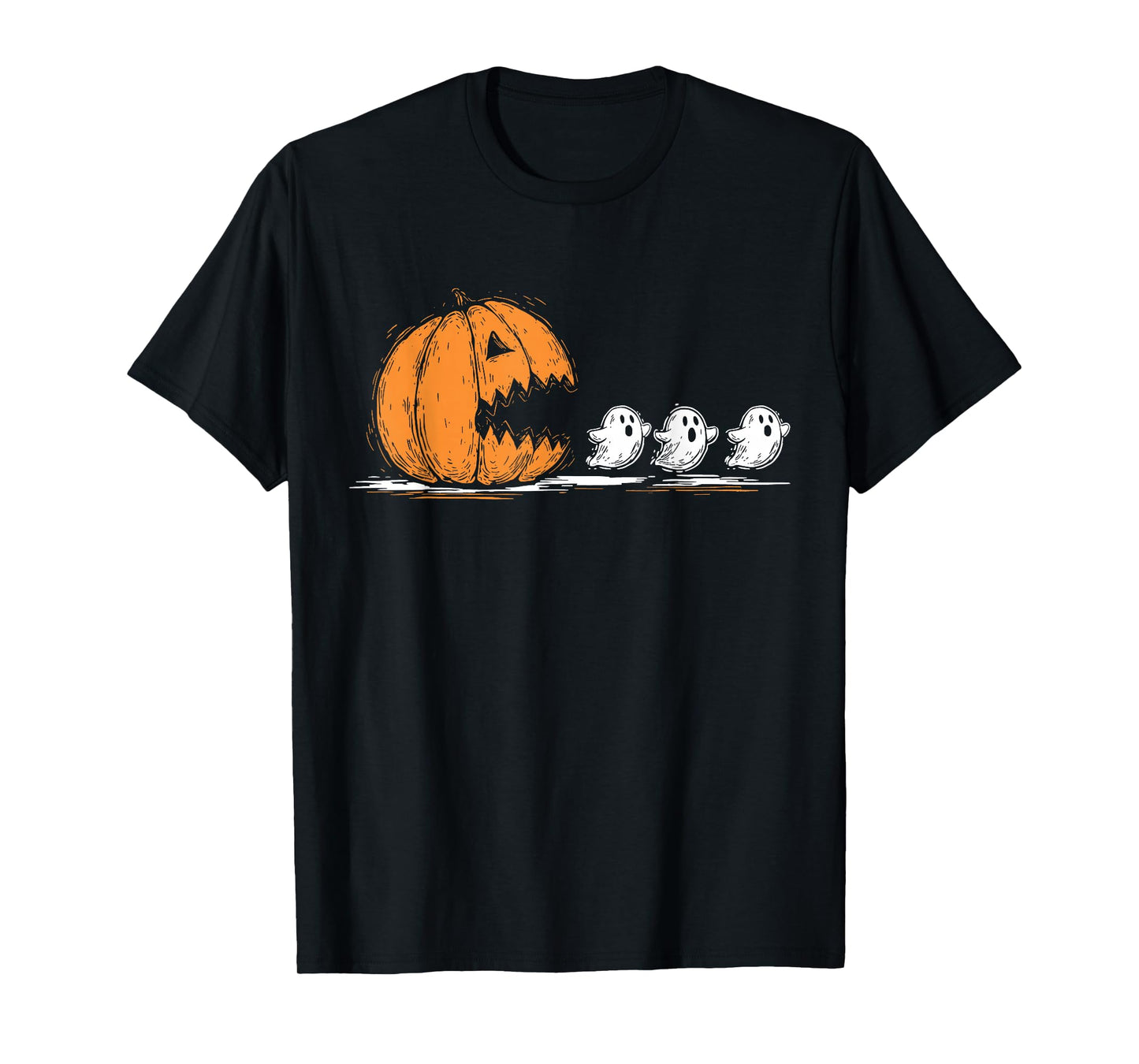 Halloween Retro Pumpkin Eating Ghost Costume Men Women T-Shirt