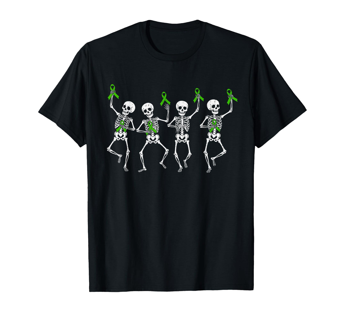 Liver Cancer Awareness Skeleton Ribbon Green Support Boy Kid T-Shirt