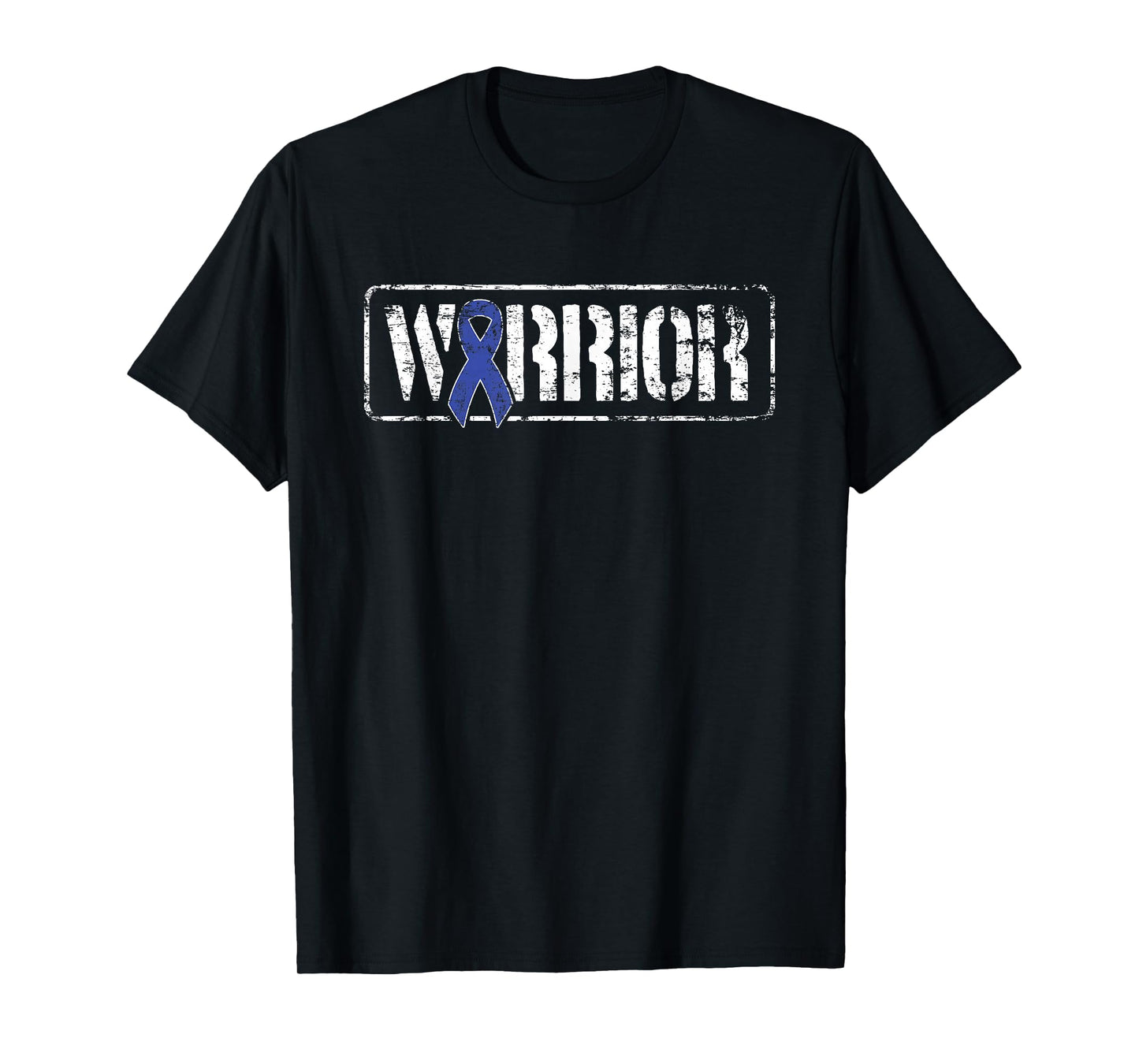 Colorectal Cancer Warrior - Dark Blue Military-Style Ribbon T-Shirt