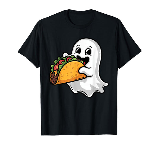 Cute Boo Ghost Eating Tacos Costume Halloween Spooky Season T-Shirt