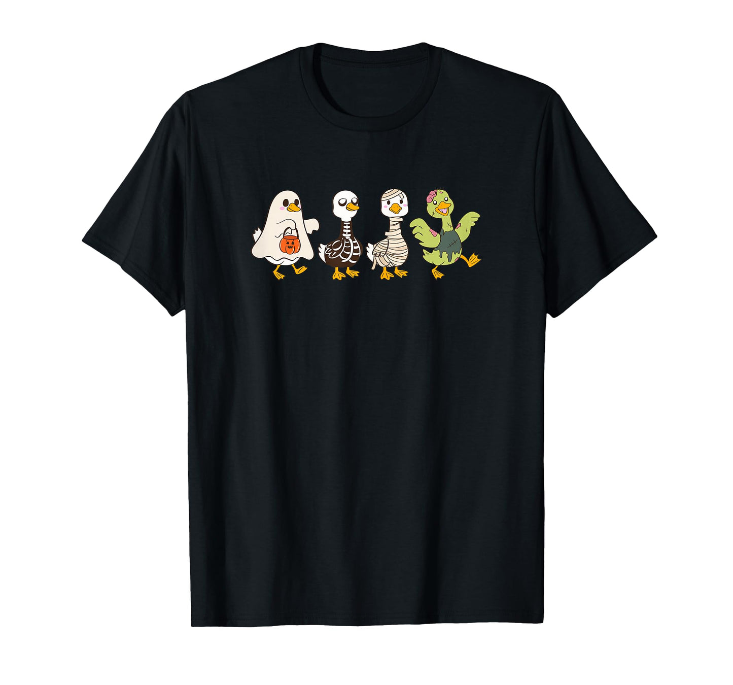 Halloween Funny Goose Spooky Skeleton Boo Monster Season T-Shirt