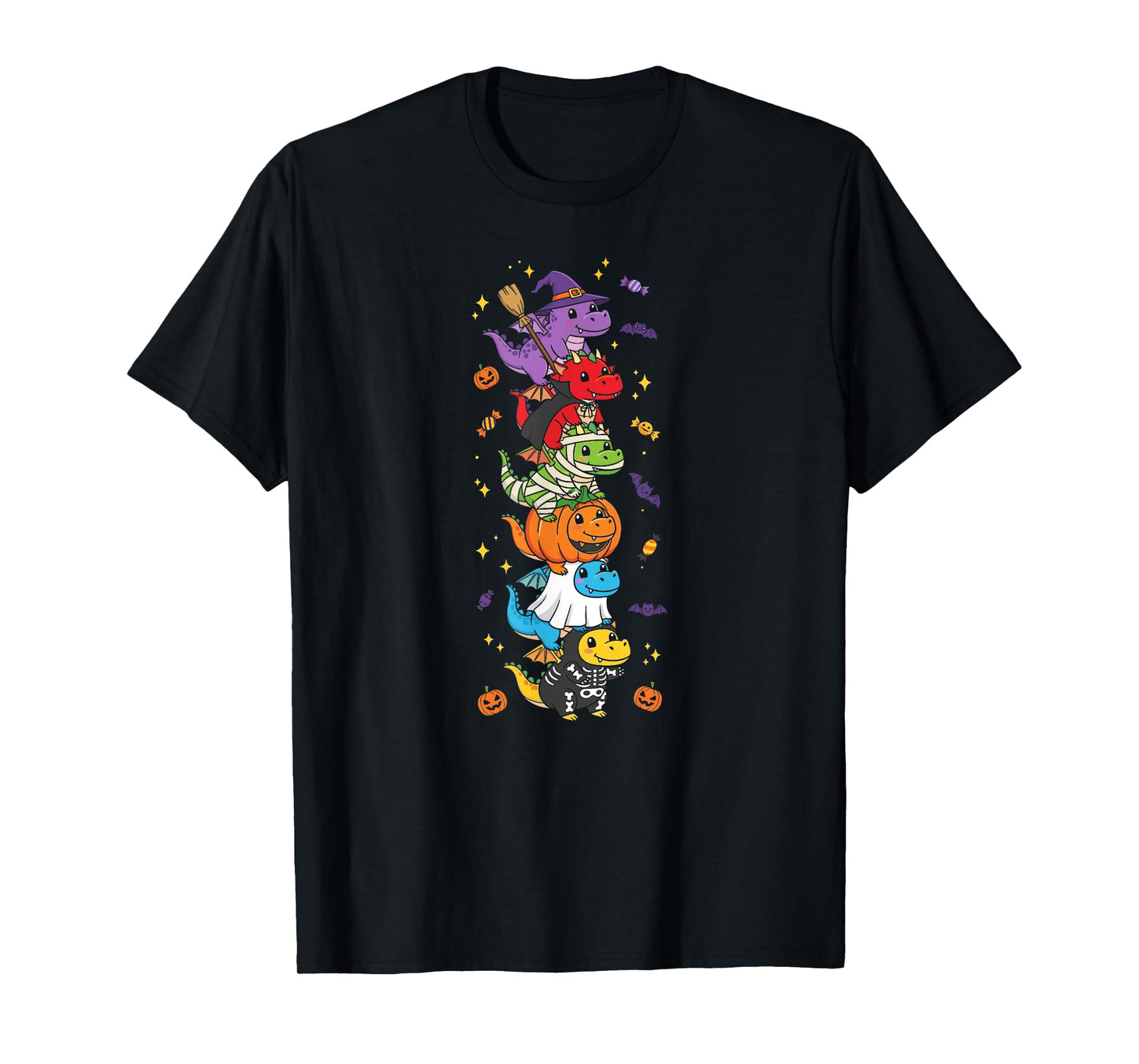 Funny T Rex Witch Vampire Ghost Halloween Kids Mens Womens T-Shirt