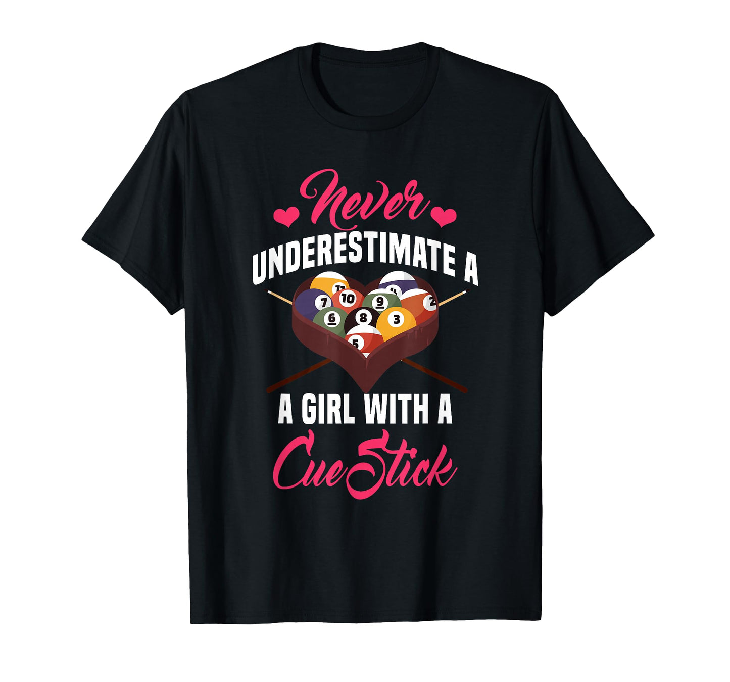 Billiards Girl Player Table Snooker Pyramid Billiard Stick T-Shirt