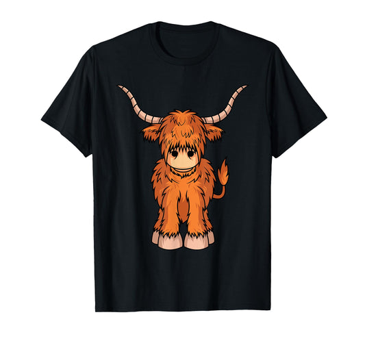 Cute Hairy Scottish Breed Highland Cow Farmer Animal Lover T-Shirt