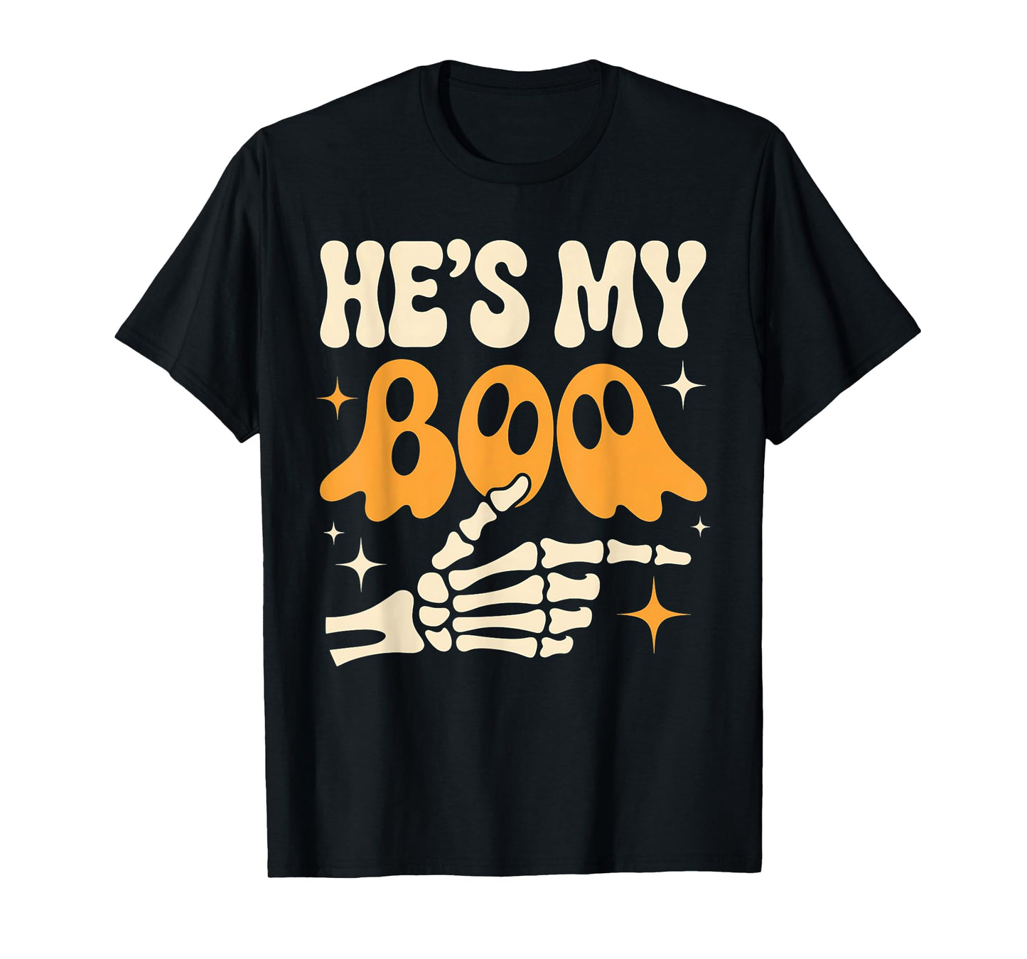 Funny He's My Boo Skeleton Matching Couple Halloween T-Shirt
