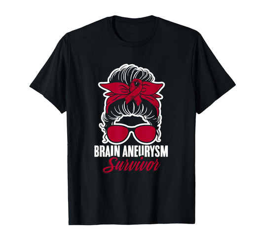 Aneurysm Survivor Messy Hair Aortic Brain Aneurysm Awareness T-Shirt