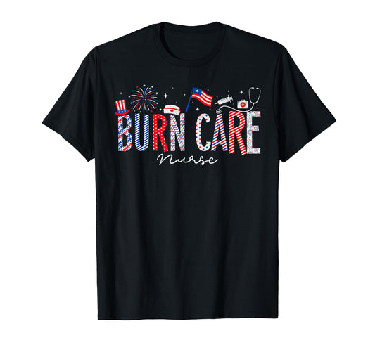 4th Of July Burn Care Nurse Scrub Tops Patriotic Nurses T-Shirt for Women Men