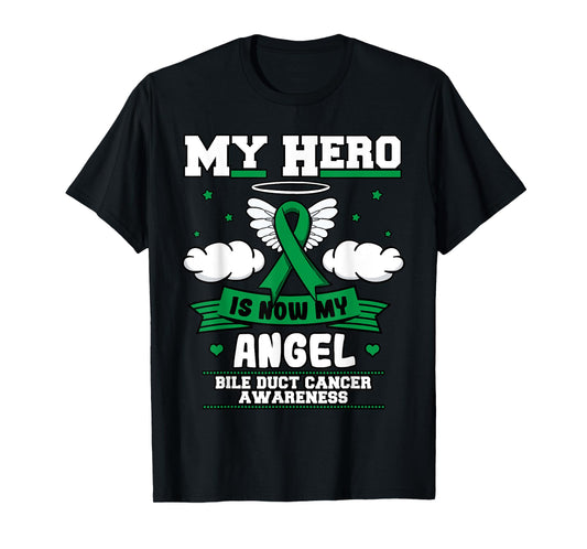 My Hero Is Now My Angel Bile Duct Cancer Awareness Fighter T-Shirt