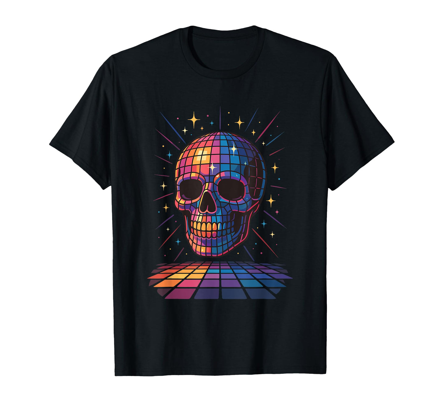 Disco Ball Skull Retro Humor Dance Party Dark Aesthetic T-Shirt