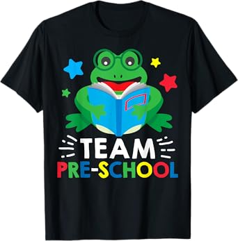 Team Pre-School Reading Frog Back To School Book Lover Gift T-Shirt