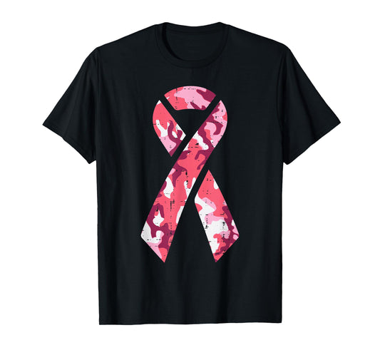 Pink Ribbon Camo Camouflage Breast Cancer Awareness Women T-Shirt