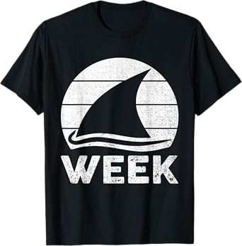 2025 Week Retro Shark Fin Lover Sea Ocean Animal Summer Trip T-Shirt for Men Women Kids