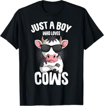 Just A Boy Who Loves Cows Farmer Kids Cow Toddler Boys T-Shirt