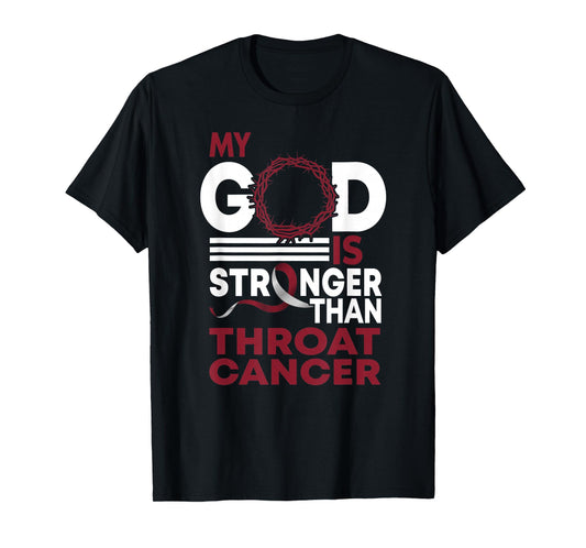 Faith My God Is Stronger Than Throat Cancer Awareness Ribbon T-Shirt