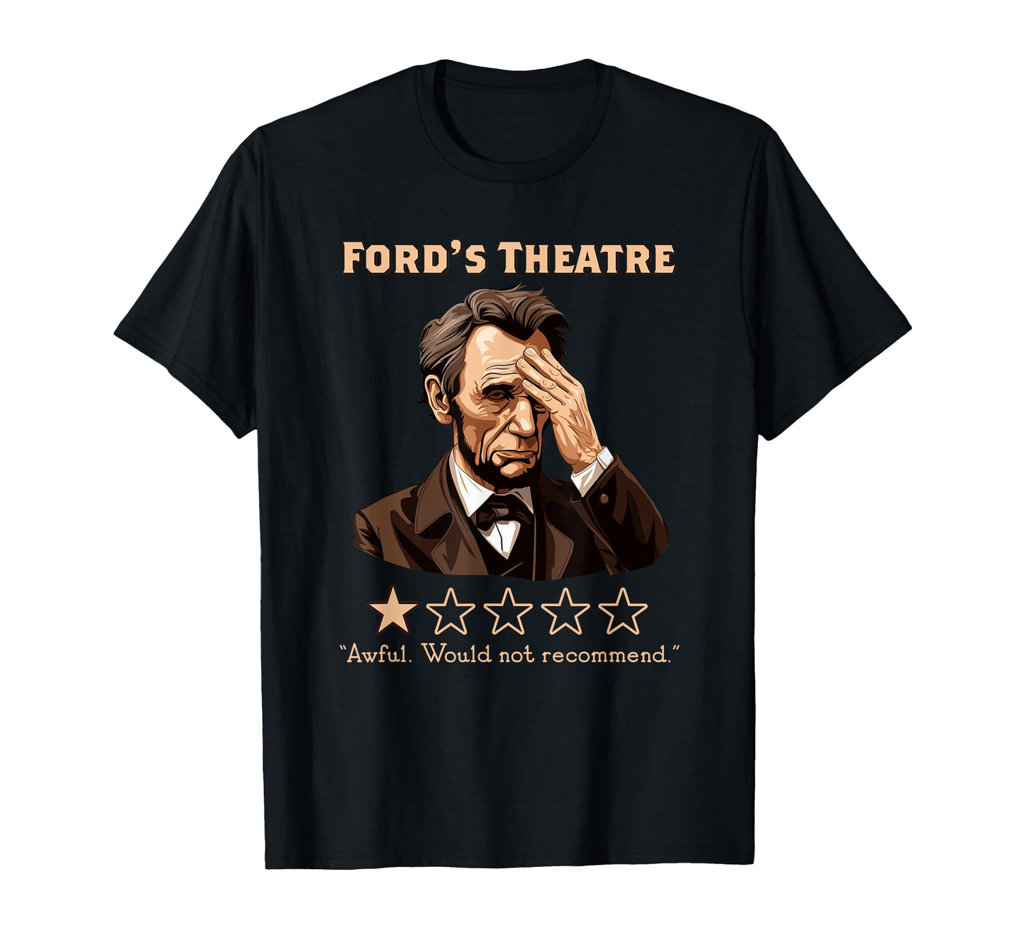 Presto Abraham Lincoln Ford Theater Funny T-Shirt, Men's Grey Classic Fit Short Sleeve Crew Neck T-Shirt, Small