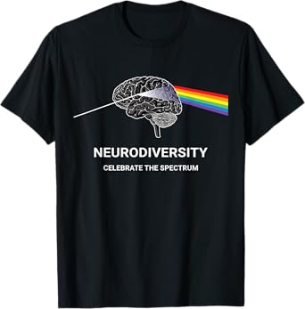 Neurodiversity Autism Spectrum ASD ADHD Rainbow Brain T-Shirt