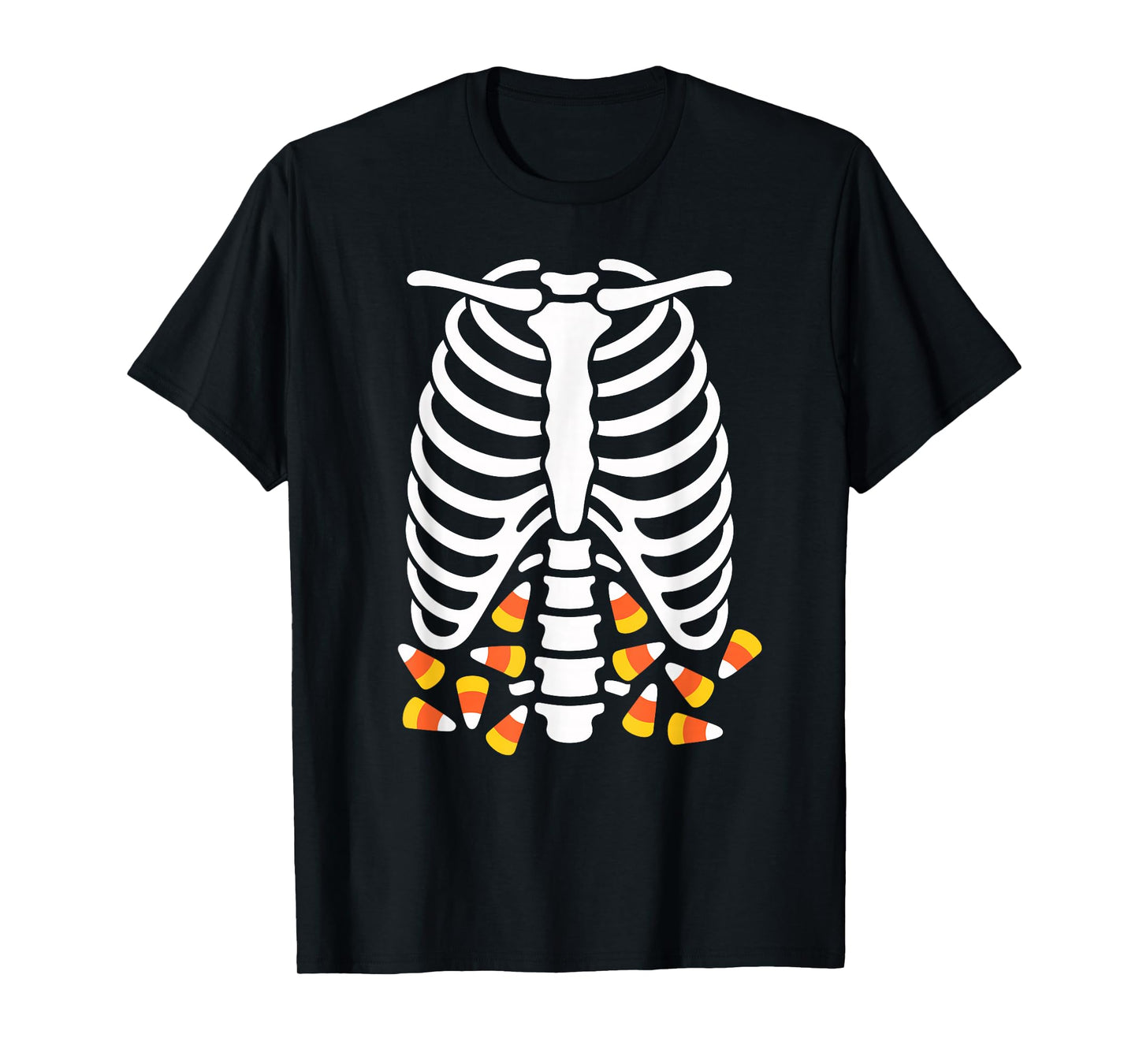 Candy Corn Explosion Inside Skeleton Halloween Art T-Shirt