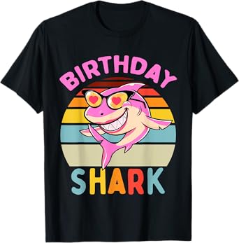 Shark Birthday Toddler Girls Kids Matching Family Girl T-Shirt