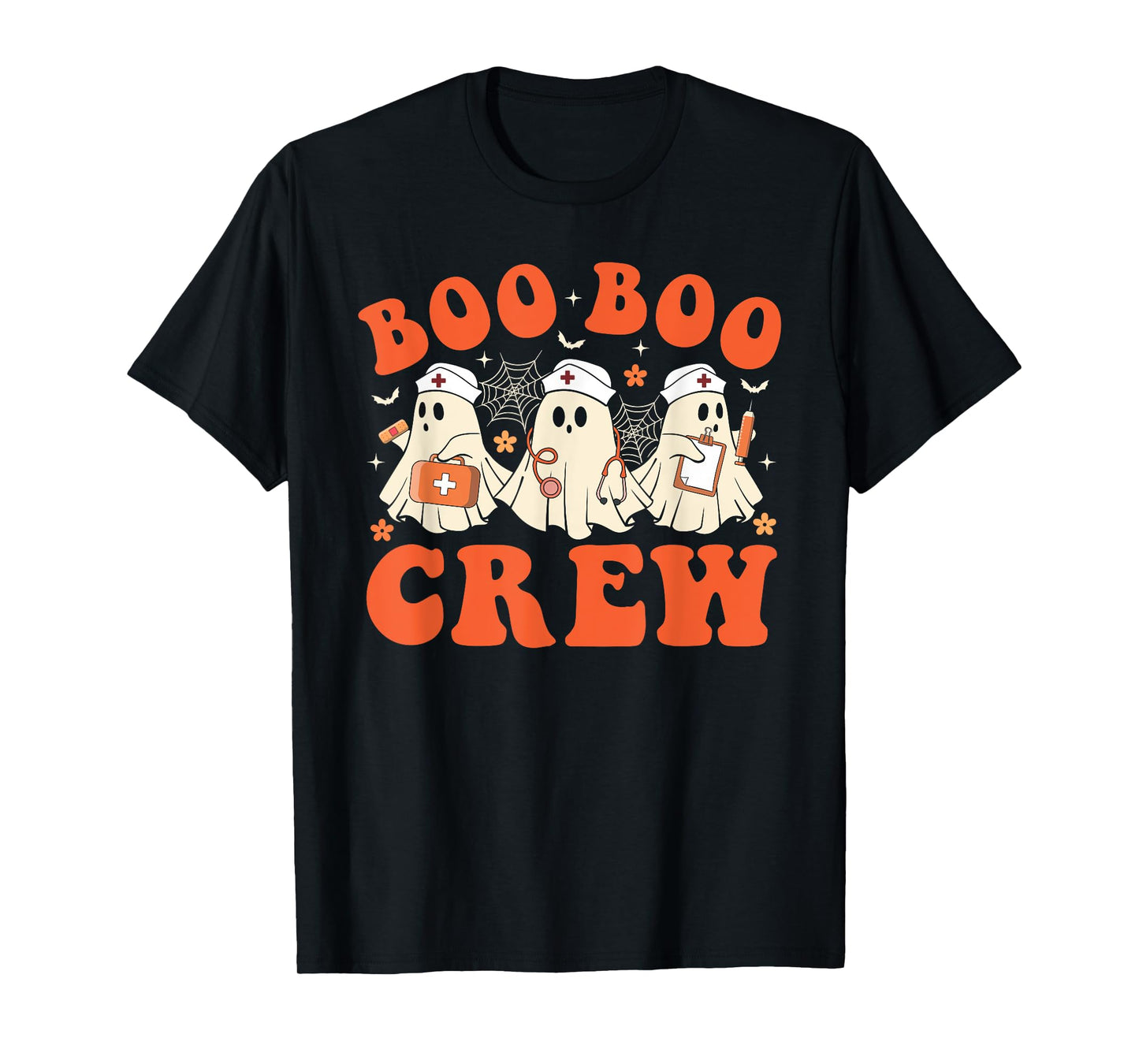 Boo Boo Crew Nurse Ghost Scrub Top Nursing Halloween Costume T-Shirt