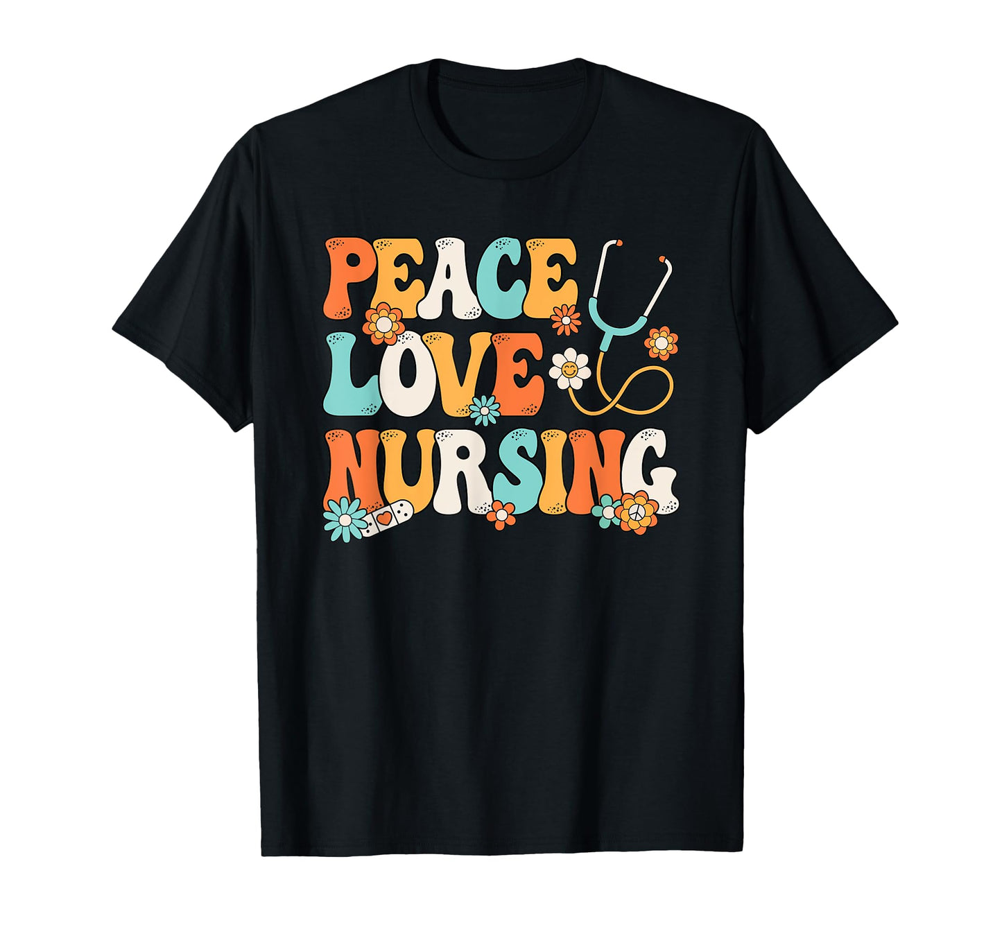 Peace Love Nursing Groovy Nurse T-Shirt