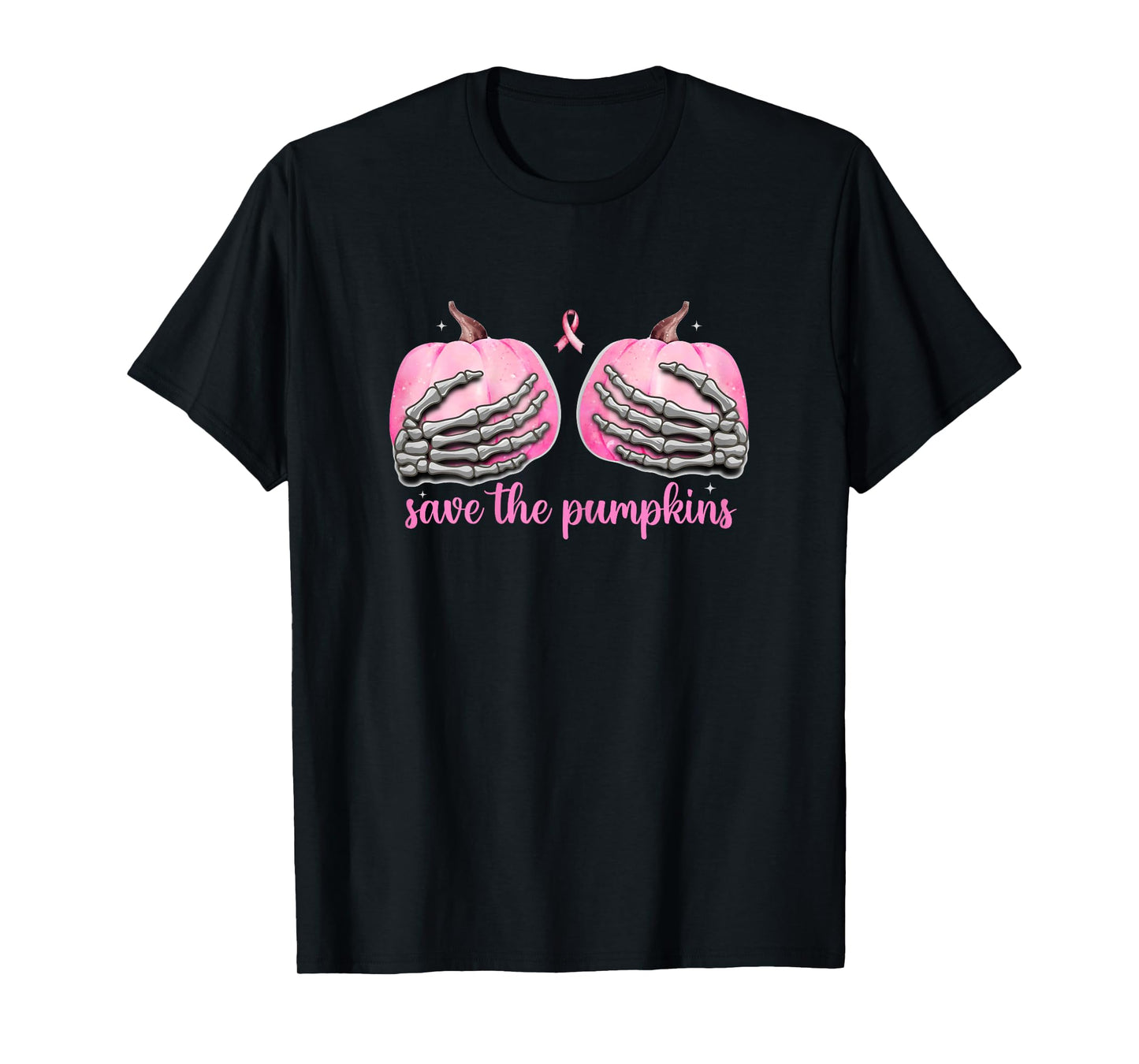 Save The Pumpkins Halloween Pink Out Breast Cancer Women Mom T-Shirt