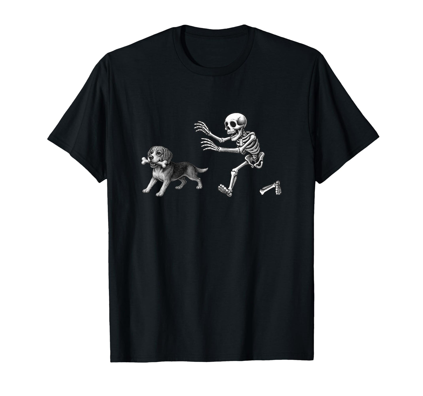Funny Skeleton Chasing Beagle Dog Halloween Dogs Lover T-Shirt