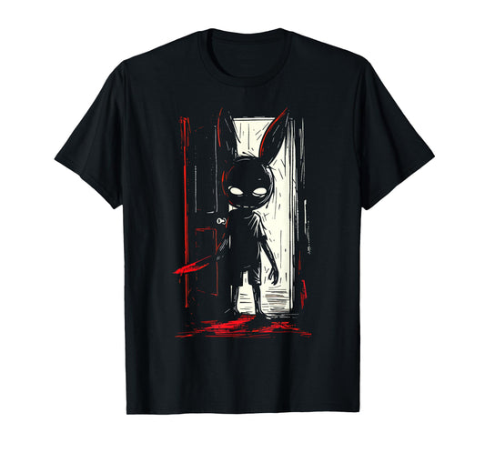 Horror Evil Bunny Rabbit Slasher Creepy Door Alt Goth T-Shirt