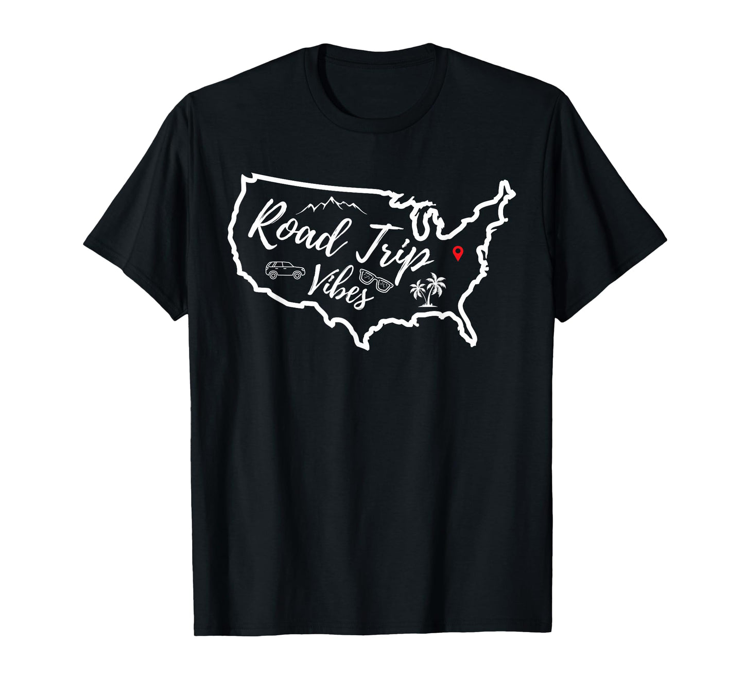 Road Trip Vibes Map USA Family Friend Girl Trip Vacation RV T-Shirt