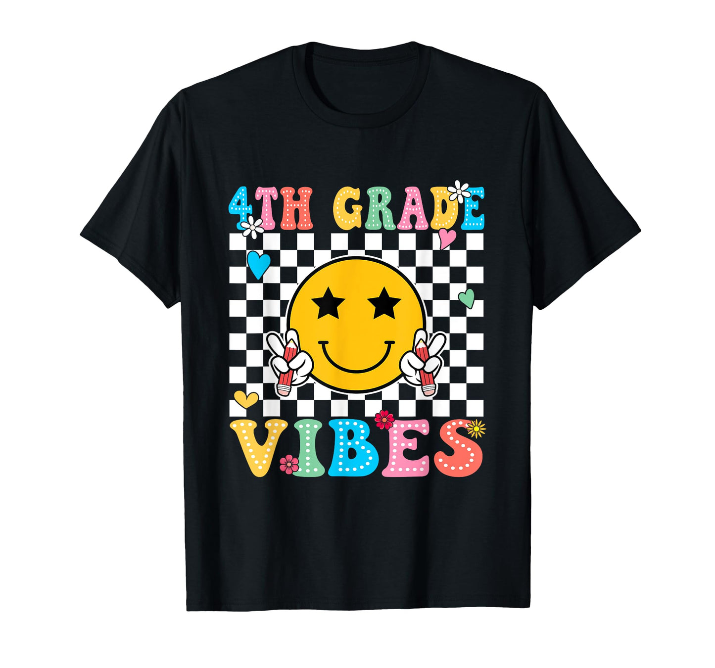 Girls 4th Grade Vibes Smile Face Back to School Fourth grade T-Shirt