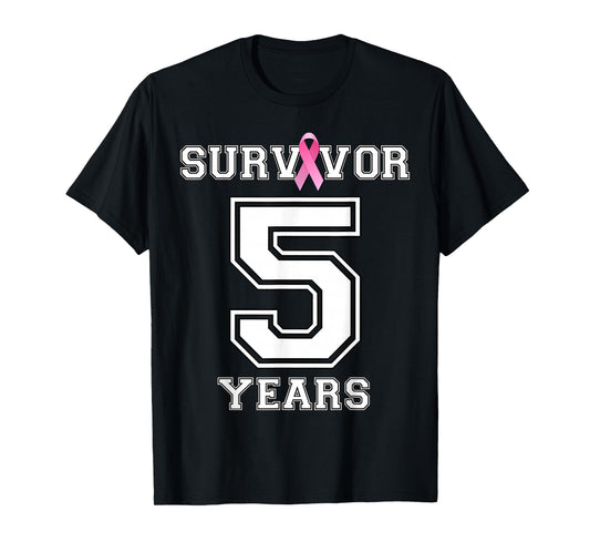5 Years Breast Cancer Survivor Gifts For Women Pink Ribbon T-Shirt