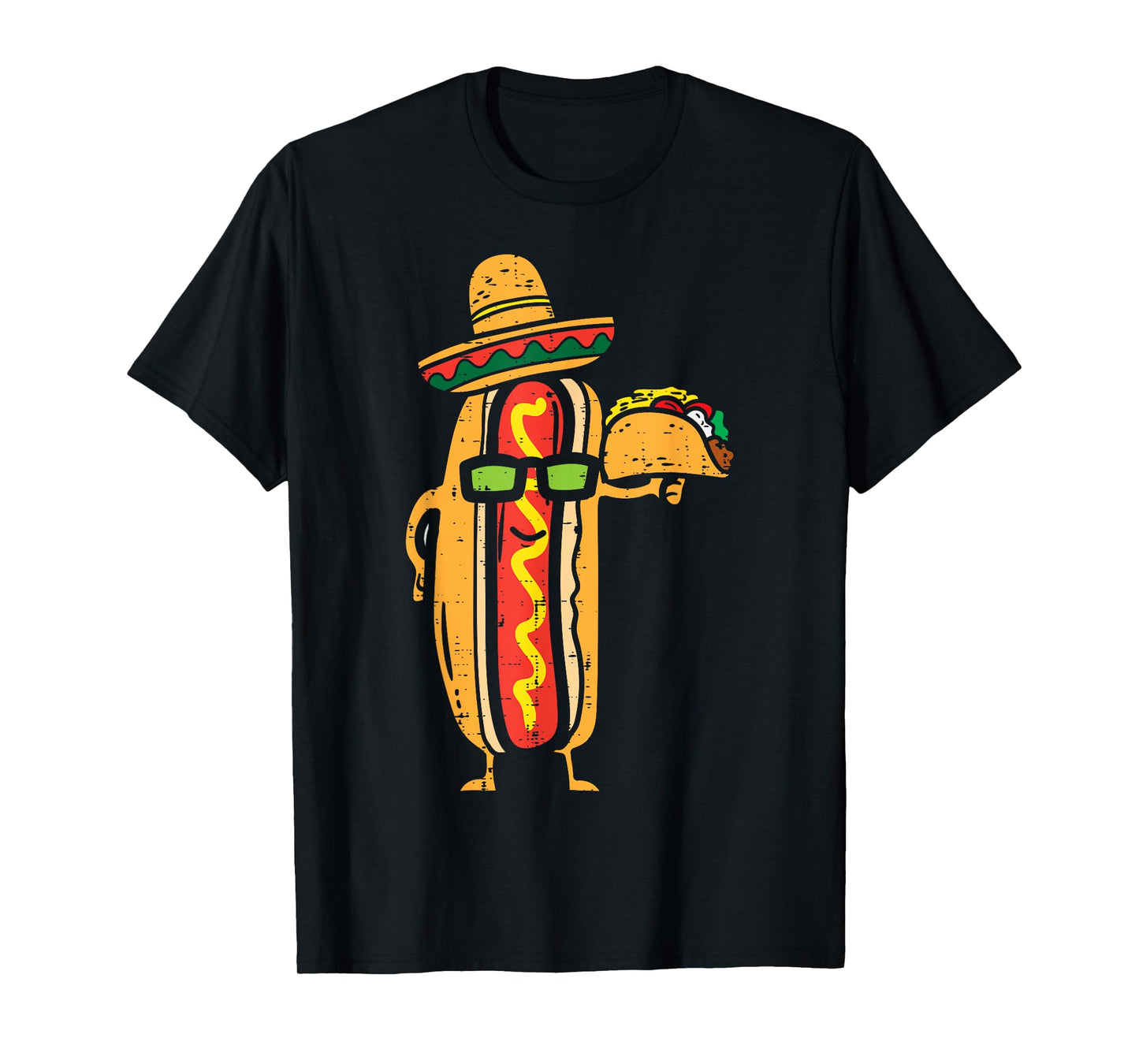 Mexican Hot Dog Holding Taco Funny Cinco De Mayo Food Lover T-Shirt