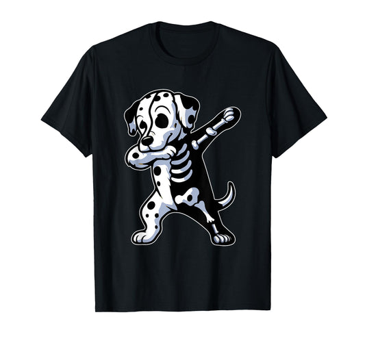 Dabbing Dalmatian Half Skeleton Halloween Costume Owner T-Shirt