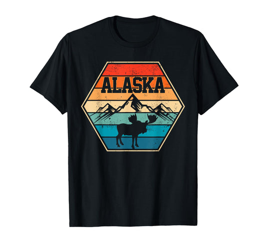 Alaska USA Mountain Hiking Vintage Retro Gift T-Shirt