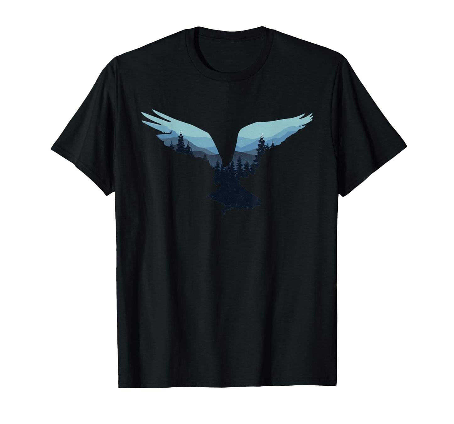 Beautiful Flying Eagle Night Sky Forest Bird Silhouette T-Shirt