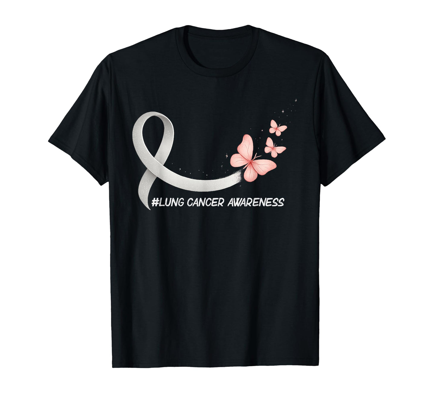 Lung Cancer Awareness Butterfly White Ribbon Support Womens T-Shirt