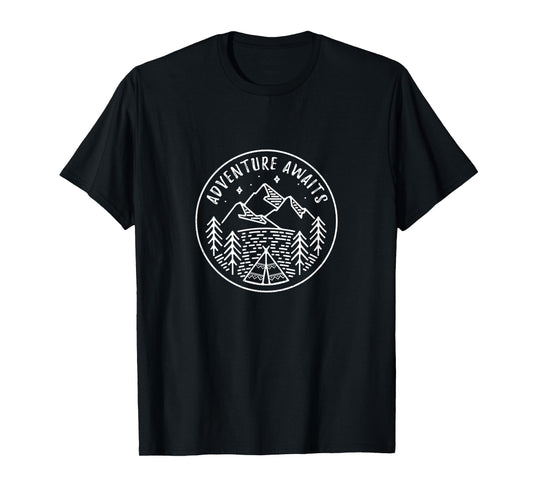 Adventure Awaits Retro Summer Camp Tent Shirt for Kids T-Shirt