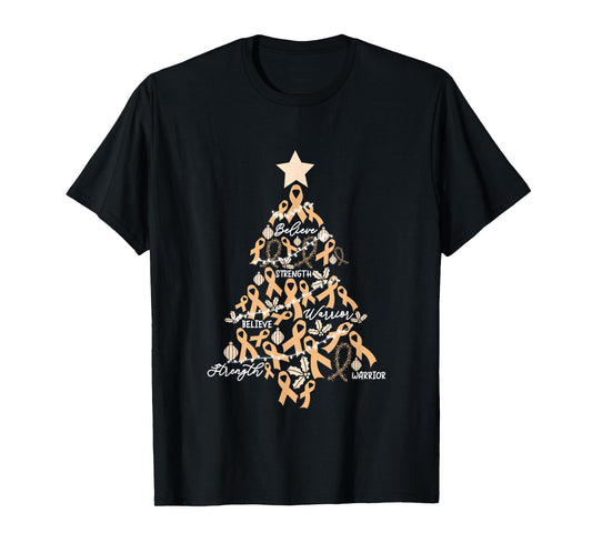 Christmas Uterine Cancer Endometrial Awareness Ribbon T-Shirt