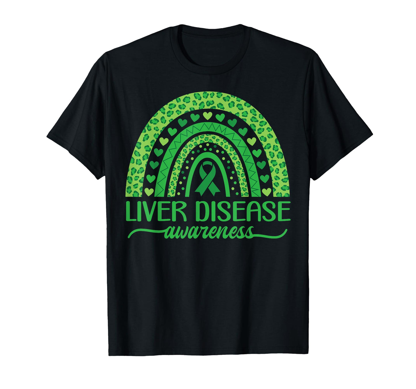 Boho Rainbow Liver Cancer Awareness with Green Ribbon T-Shirt