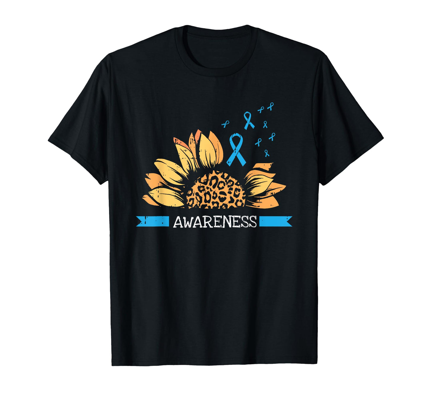 Sunflower Blue Ribbon Prostate Colon Cancer Awareness Gifts T-Shirt